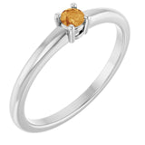 Platinum Natural Citrine Ring