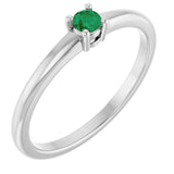 Sterling Silver Natural Emerald Ring