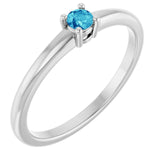14K White Natural Blue Zircon Ring