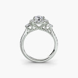 Three-Stone Ring with Halo 2